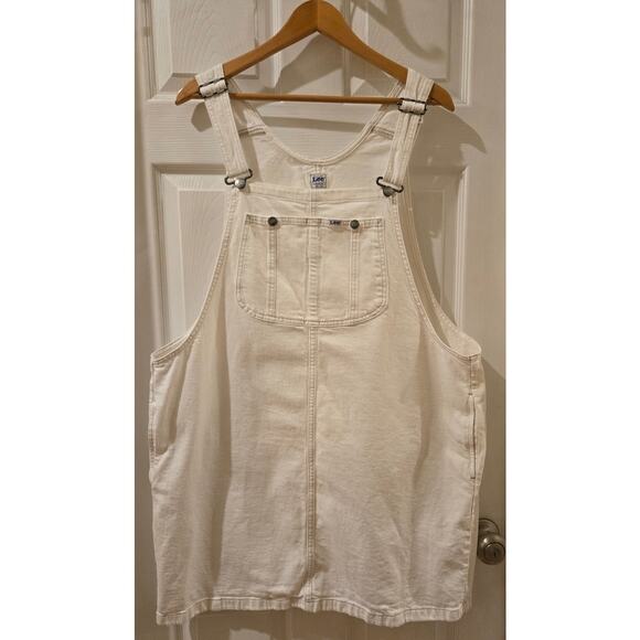 Lee Workwear Bib Overall Coverall Denim Dress Pockets White Womens 2XL - Picture 2 of 10
